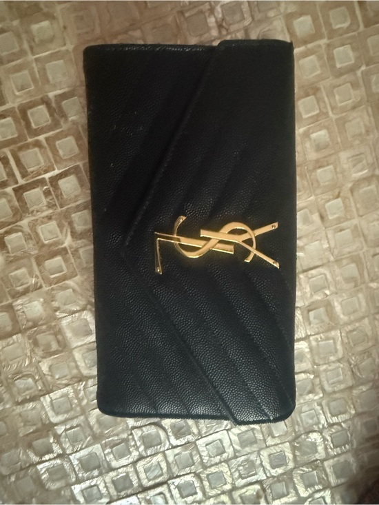 Yves Saint Laurent Handbags - Yves Saint Laurent Black Leather Quilted Wallet with Gold Logo